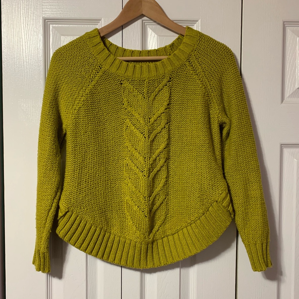 A E R I E  Olive Green Knit Crop Sweater small